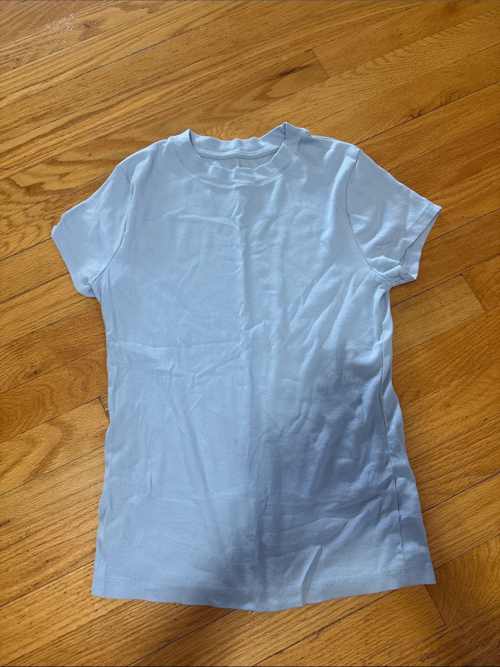 a new day Pale Blue Ribbed Crewneck Tee
